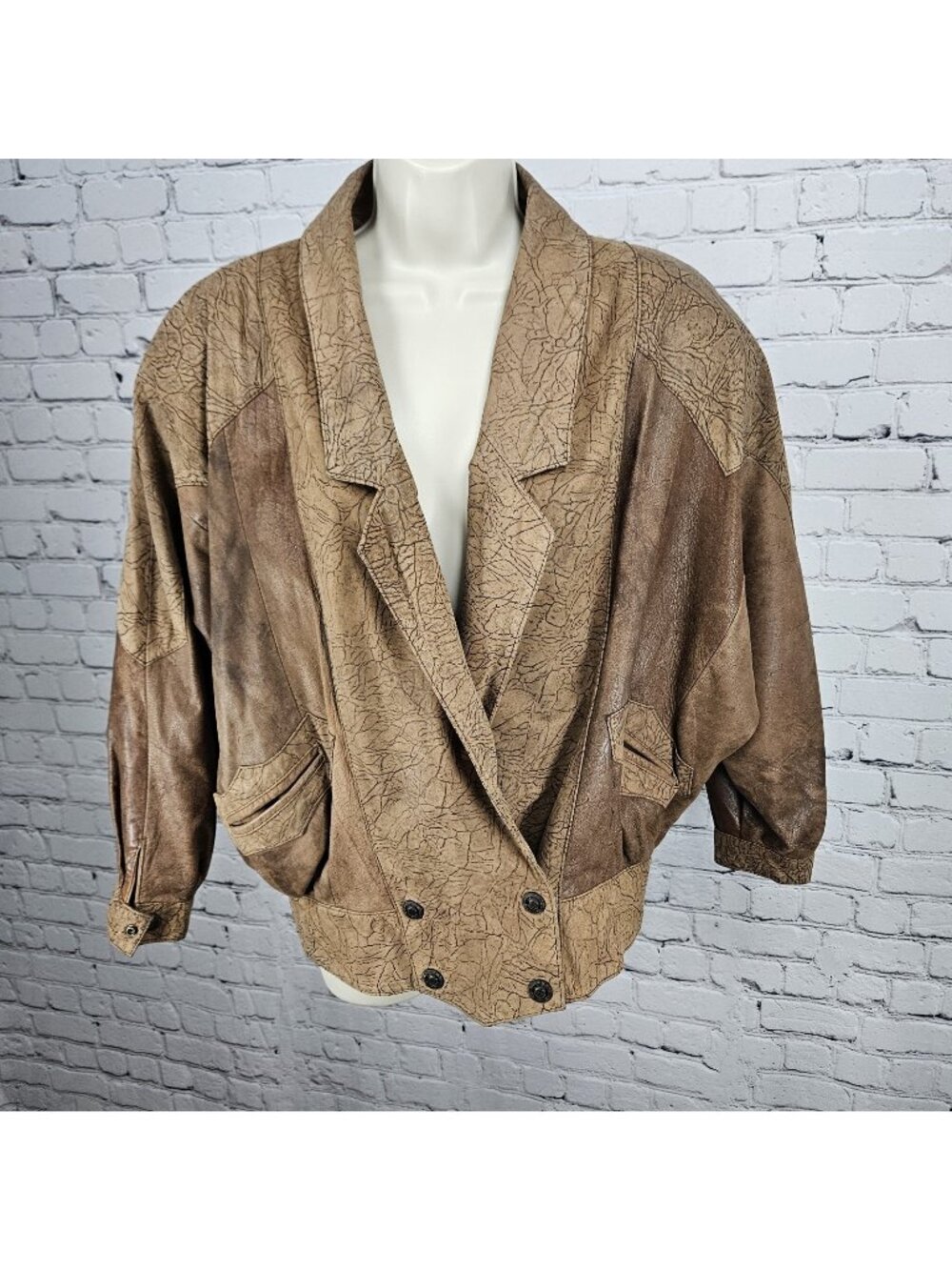 Global Identity G-III Brown Genuine Leather Dolman Sleeve Relaxed Jacket Small S